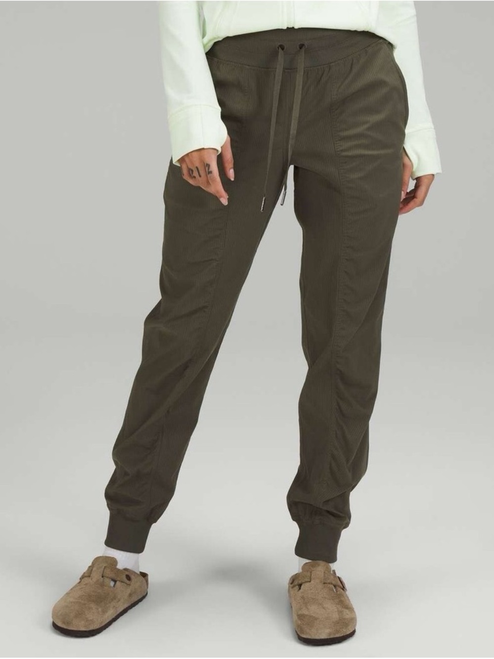 lululemon olive ribbed drawstring jogger pants